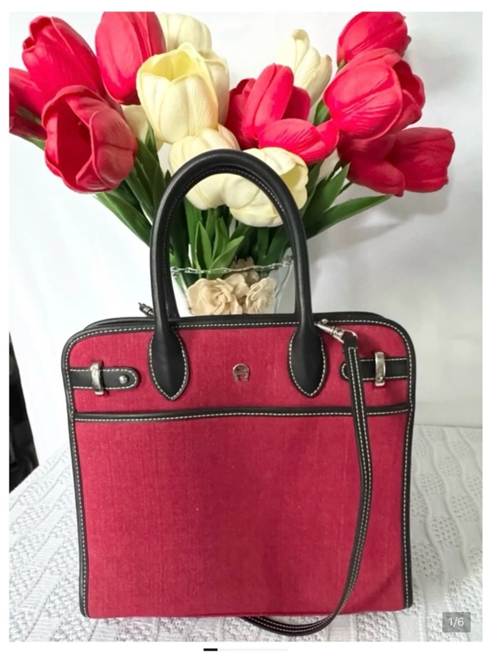 Etienne Aigner like new red medium satchel crossbody